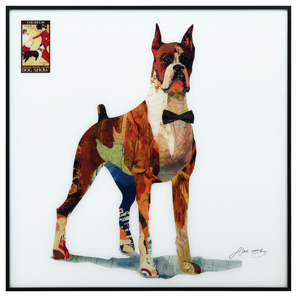 "The Boxer" Printed Dog Wall Art With Black Anodized Aluminum Frame