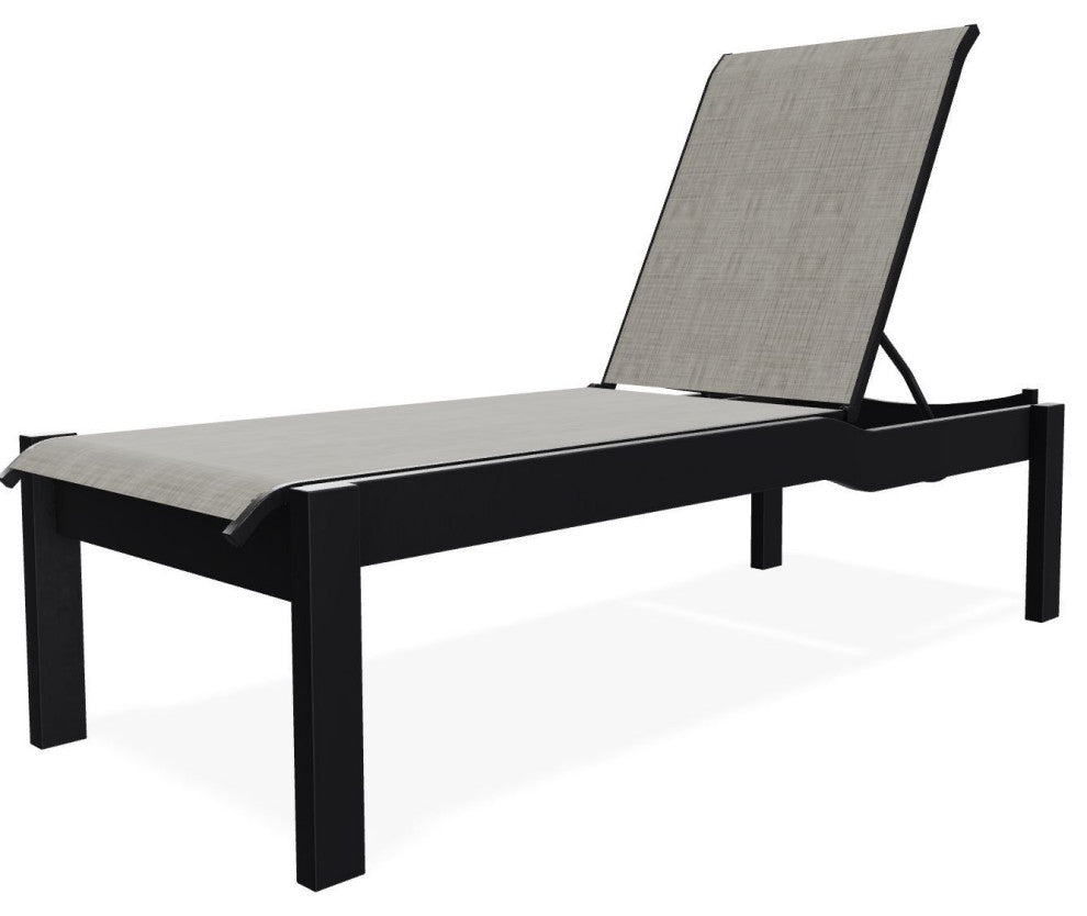 Leeward Sling Stackable Outdoor Chaise Lounge, Smoke/Black