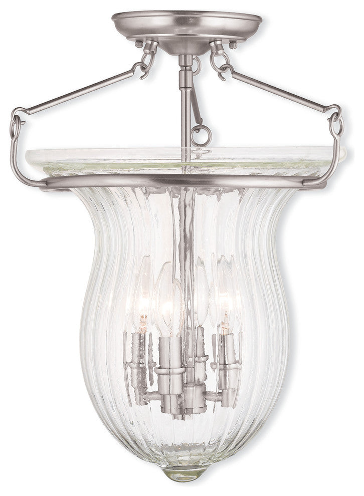 Livex 50945-91 4-Light Brushed Nickel Ceiling Mount, Brushed Nickel