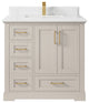 Boston 36" Center Sink Bath Vanity in Fine Grain 1.5" Empira Quartz