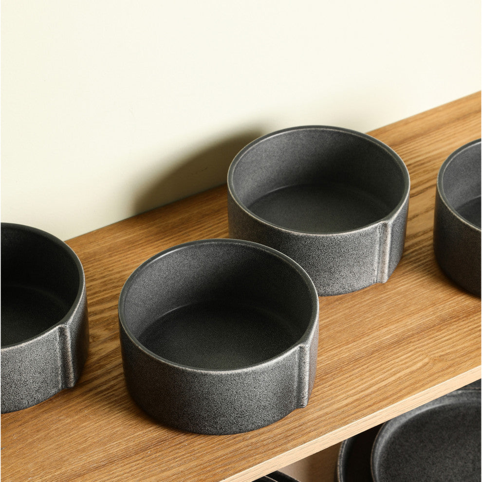 Stone Lain Bao Stoneware Bowl Set of 4, Charcoal