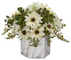 Nearly Natural Daisy Artificial Arrangement in Marble Finished Vase Cream