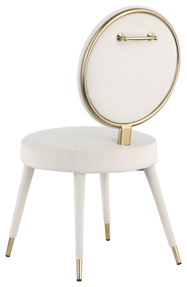 Brandy Velvet Upholstered Dining Chair, Set of 2, Cream