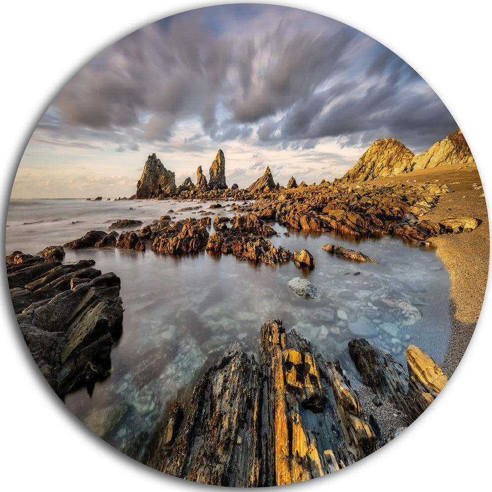 Atlantic Coast In Spain, Seashore Photography Round Wall Art, 11"