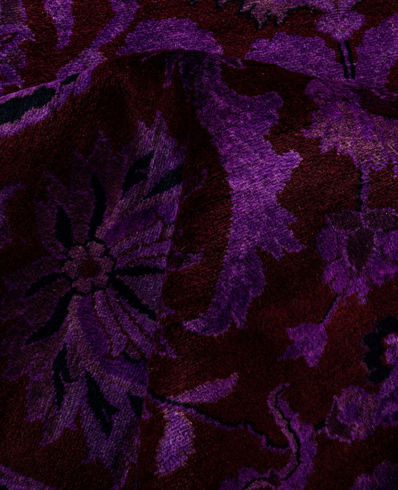 Overdyed One-of-a-Kind Hand-Knotted Area Rug Purple, 8' 1" x 10' 3"