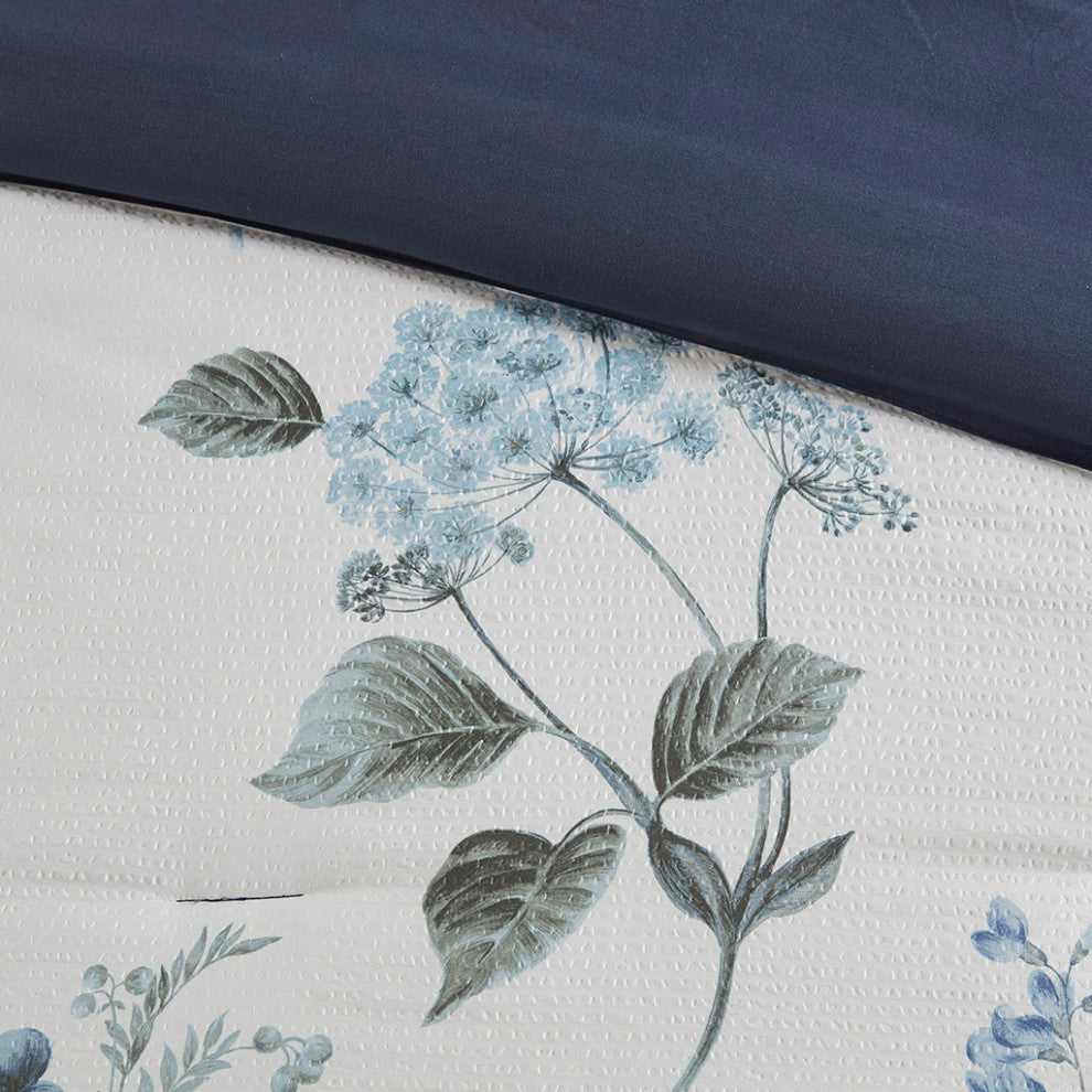 Madison Park Zennia Watercolor Flora 7-Piece Comforter Set, Blue