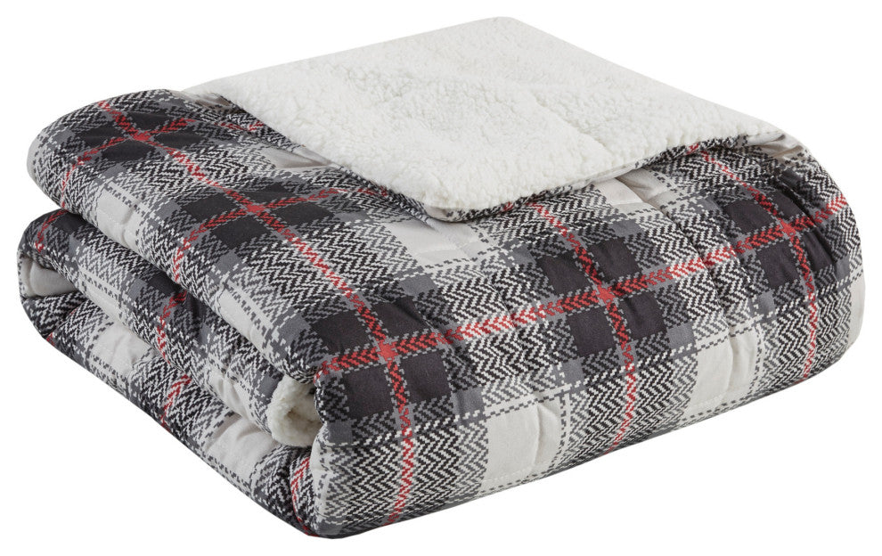 Woolrich Cottage Plaid 50x70" Berber Throw Blanket, Black