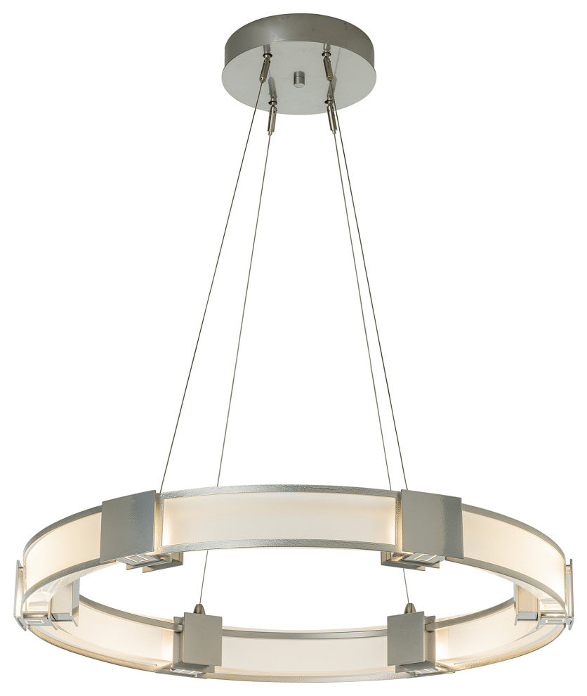Aura Glass Pendant, Sterling Finish, Frosted Glass, Standard Overall Height