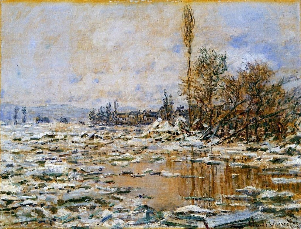 Claude Oscar Monet Breakup of Ice Grey Weather Wall Decal Print