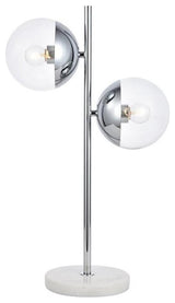 Living District Eclipse 2-Light Metal & Glass Table Lamp in Chrome/Clear