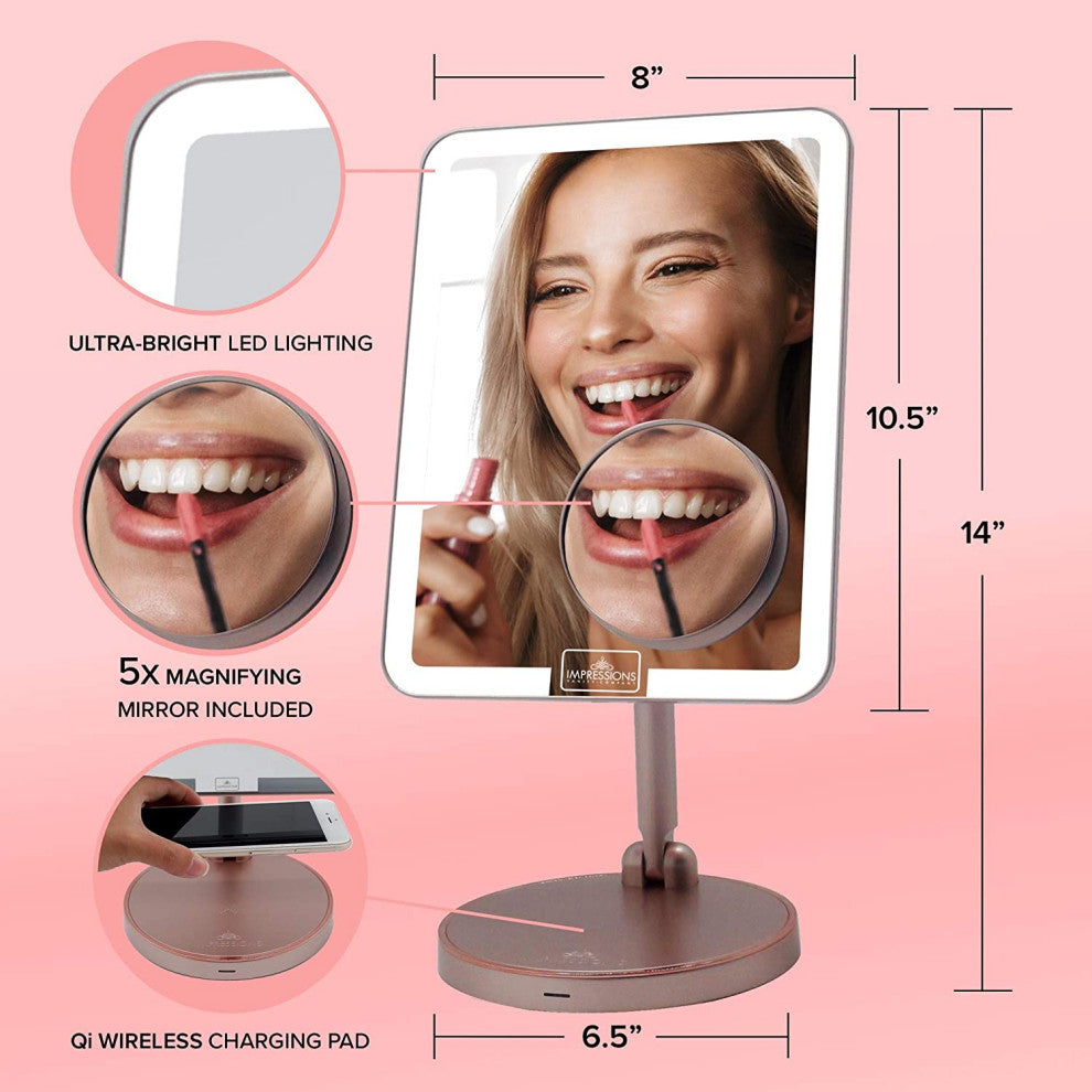 Royale Petit Makeup Mirror, Smart Touch With LED Lights, Rose Gold