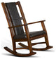 Pemberly Row Farmhouse Mahogany Wood Rocking Chair in Dark Brown