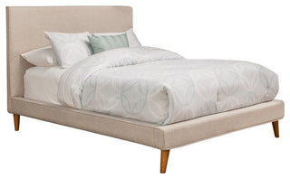 Bowery Hill California King Upholstered Platform Bed in Light Gray