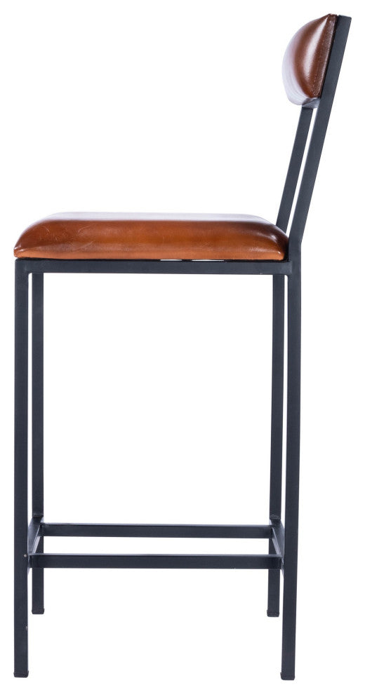 Classic Leather and Metal Counter Stool