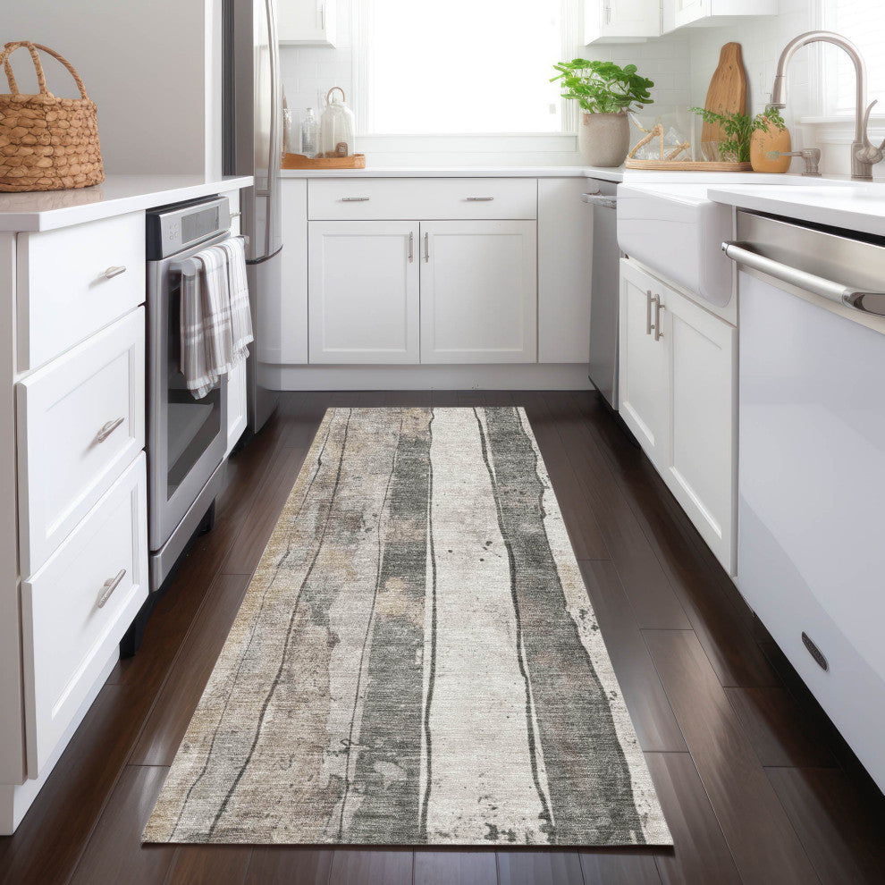 Machine Washable Indoor/Outdoor Chantille ACN1874 Putty 2'3" x 7'6" Runner Rug