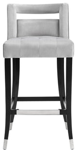 Hart Velvet Stool, Grey, Bar Stool