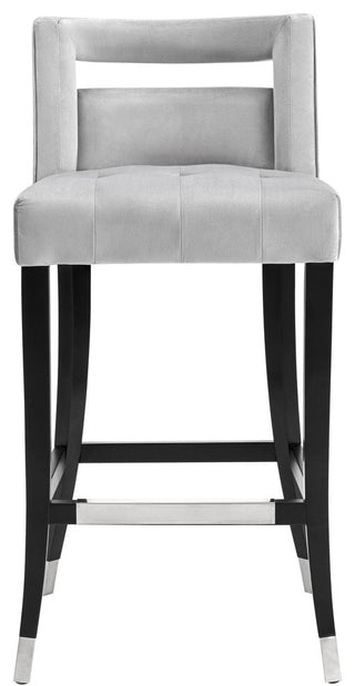 Hart Velvet Stool, Grey, Bar Stool