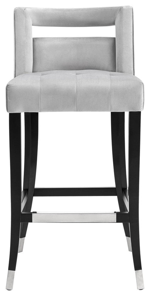 Hart Velvet Stool, Grey, Bar Stool