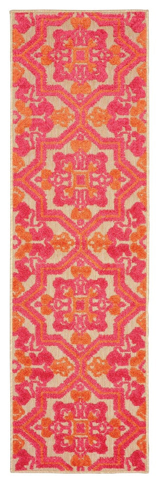 Oriental Weavers Cayman Sand/ Pink Geometric Indoor/Outdoor Rug 2'3"X7'6"