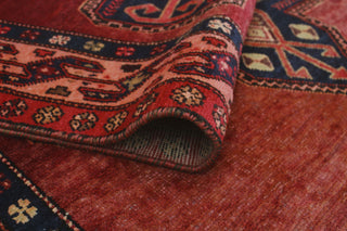 Fine Vintage Distressed Beresfor Burgundy/Navy Runner, 4'4x12'8