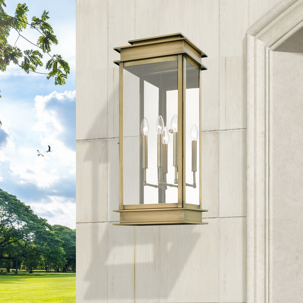 Princeton 3 Light Antique Brass Outdoor Extra Large Wall Lantern