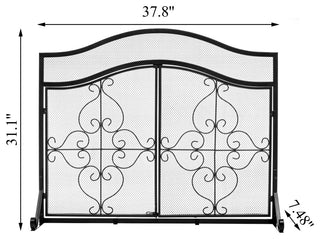 2-Panel Iron Fireplace Screen