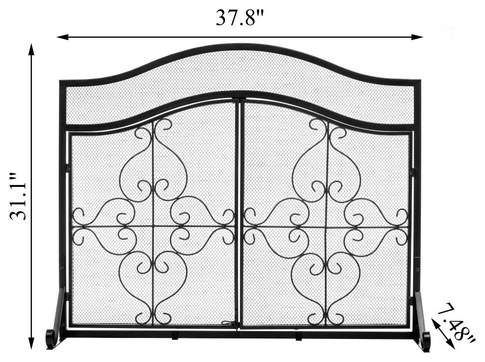 2-Panel Iron Fireplace Screen