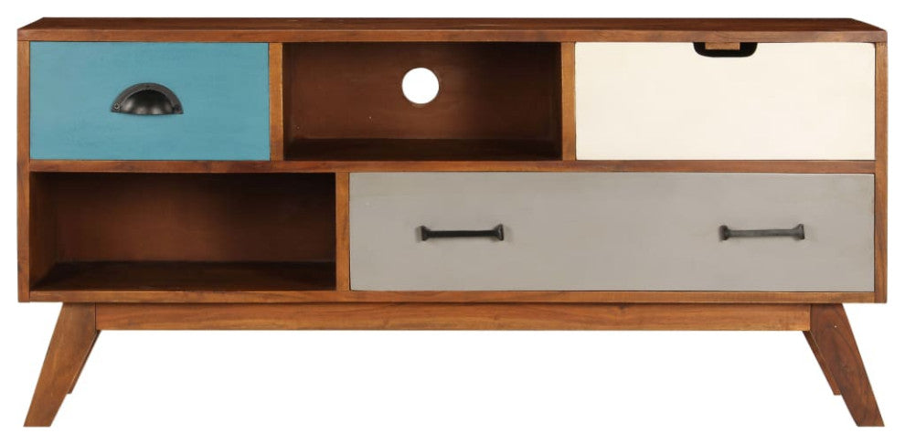 vidaXL TV Stand TV Unit Sideboard Cupboard with 3 Drawers Solid Acacia Wood