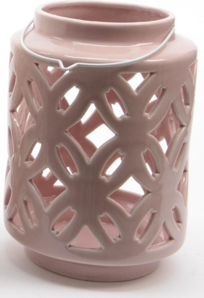 7" City Chic Pastel Pink Floral Cut-Out Porcelain Tea Light Candle Holder