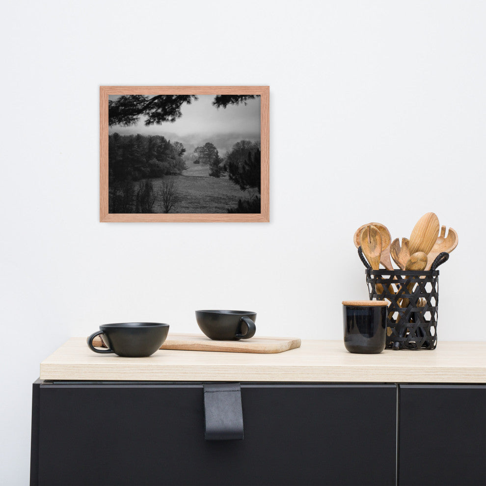 Mist of Valley Forge in Black and White Framed Photo Paper Wall Art Prints, Red Oak, 11" X 14"