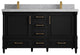 Aberdeen 60 Double Bathroom Vanity in Black 2" Pearl Gray