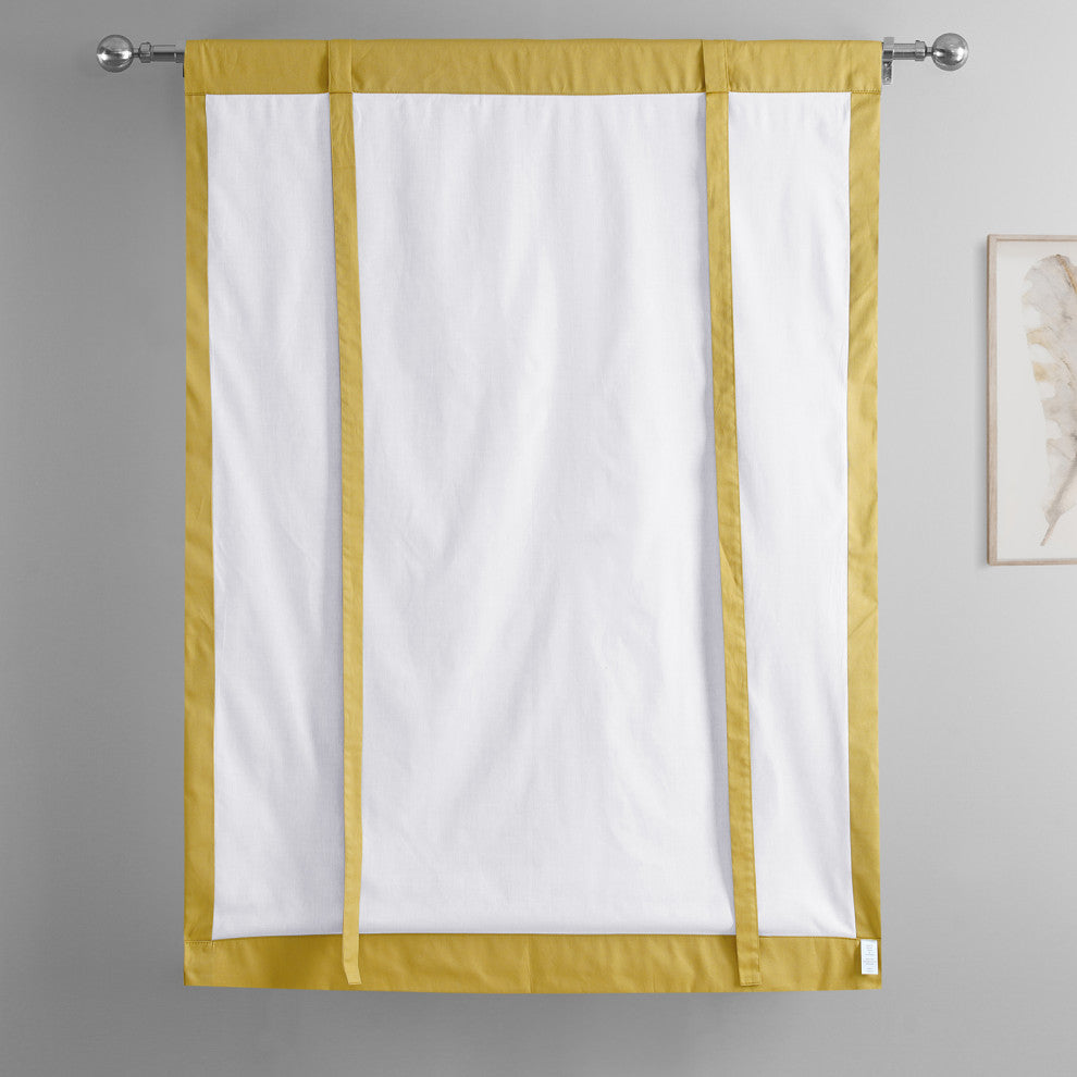 Solid Cotton Tie-Up Window Shade Single Panel, Light Ochre, 46wx63h