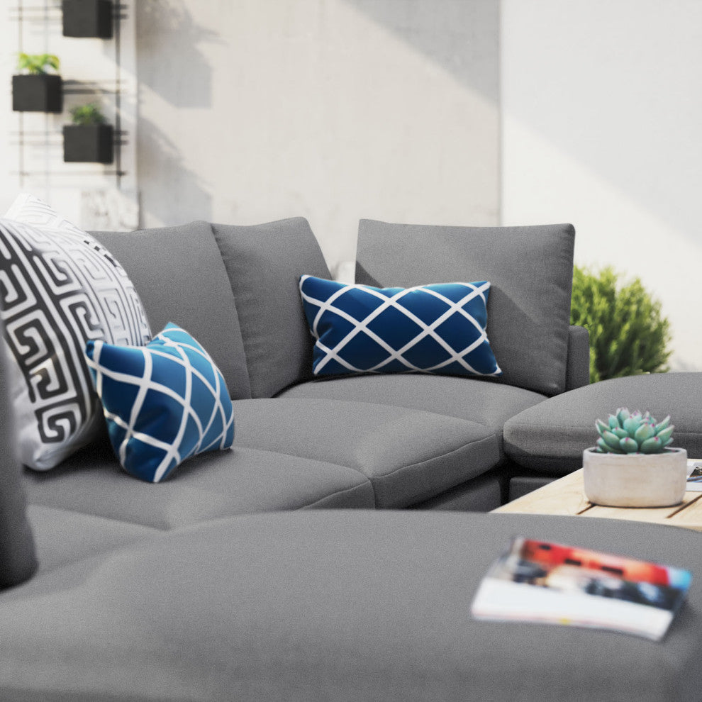 Modular Lounge Sectional Deep Sofa Set, Sunbrella, Gray, Modern, Outdoor