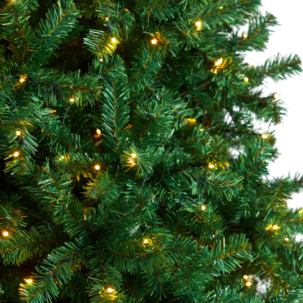 10' Northern Tip Faux Xmas Tree W/ 800 Clear LED Lights & 2200 Bendable Branches