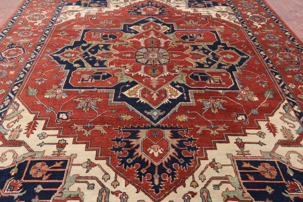 9' 11" X 13' 8" Handmade Heriz Serapi Wool Rug - Q16010