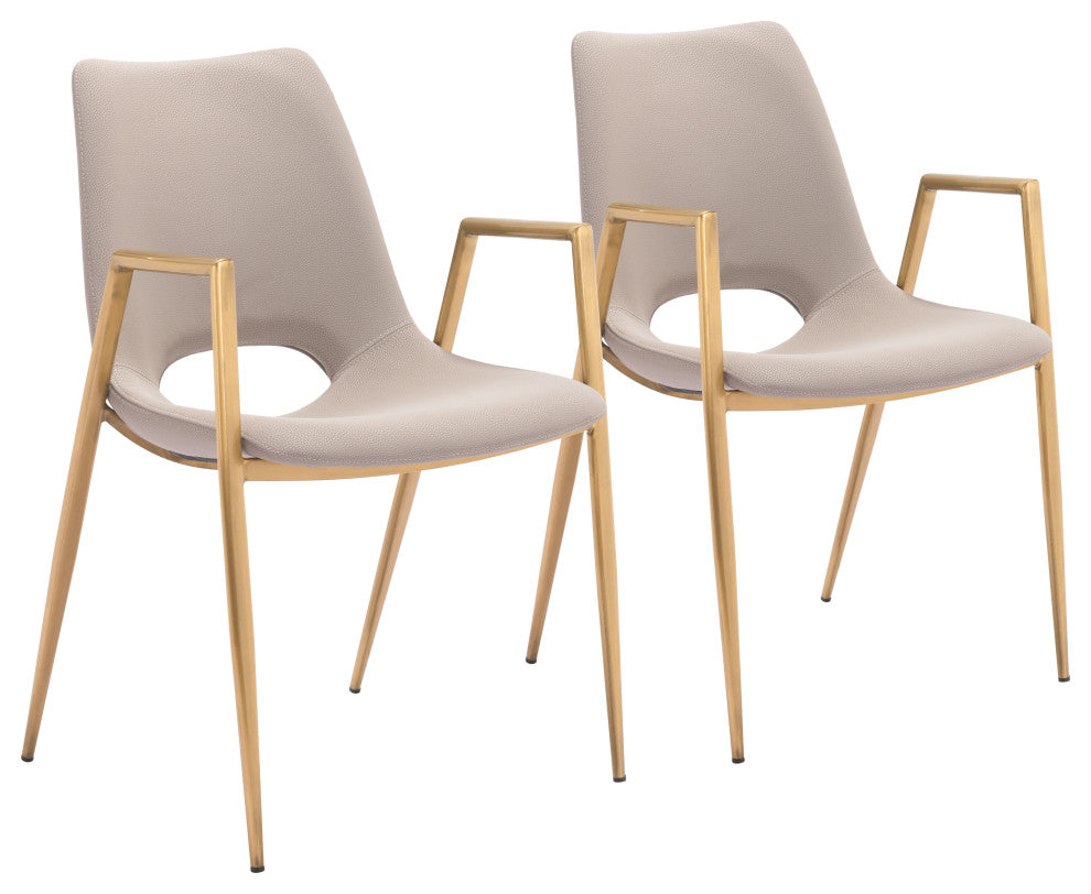 Desi Dining Chair, Set of 2 Beige/Gold