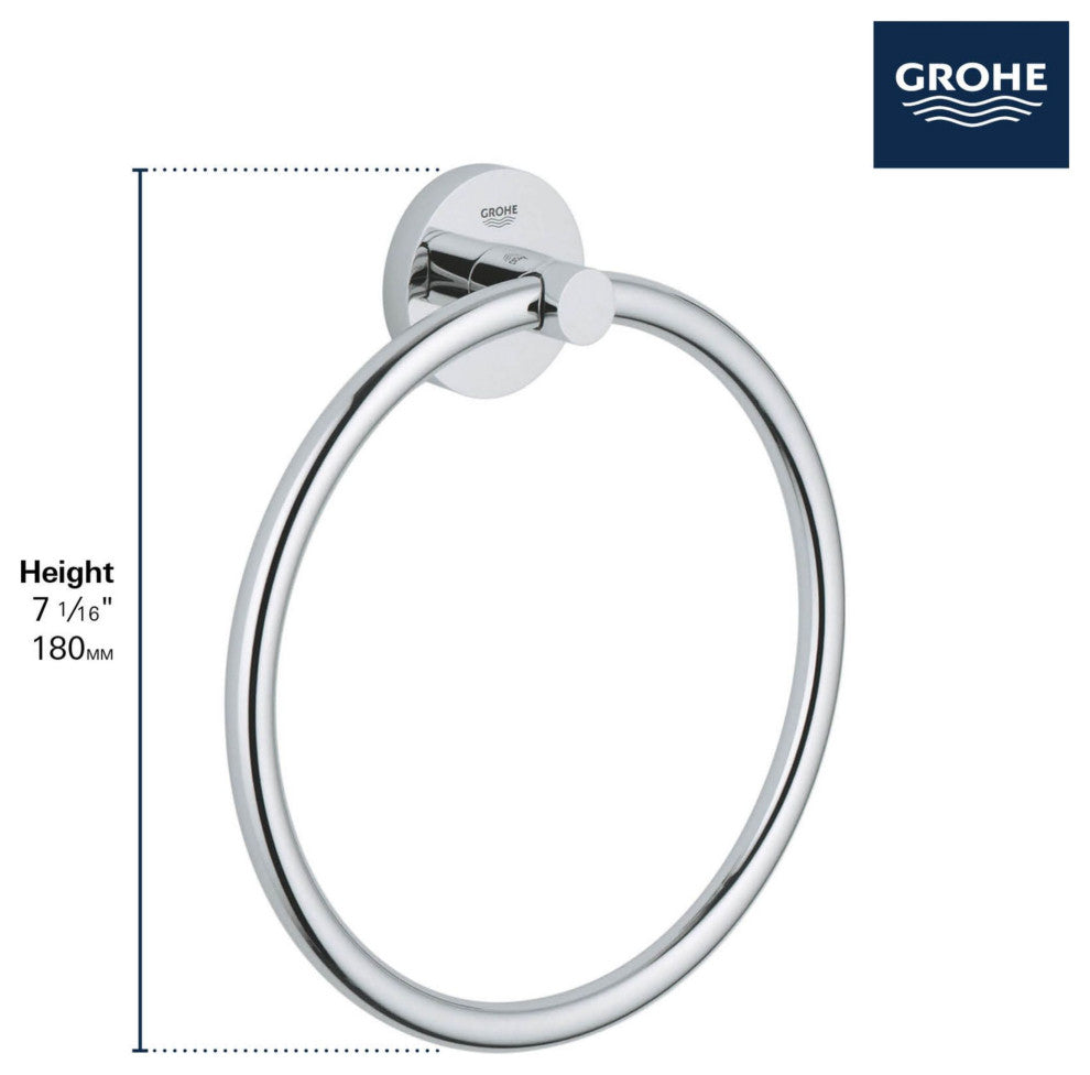 Grohe 40 365 1 Essentials 7-1/16" Wall Mounted Towel Ring - Matte Black