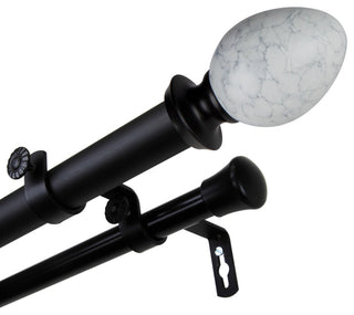 Afra 1" Double Curtain Rod, Black, 48-84"