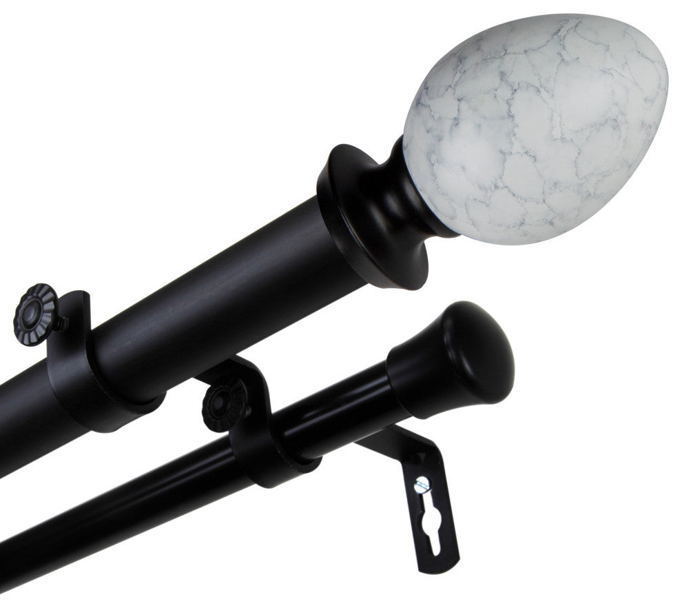 Afra 1" Double Curtain Rod, Black, 48-84"