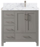 Malibu 36 Right Offset Bath Vanity in Elephant Skin Gray 2" Calacatta Poanazzo