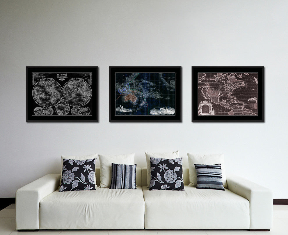 Oceania Australia New Zealand Vivid Map On Canvas With Frame, 16" X 21"