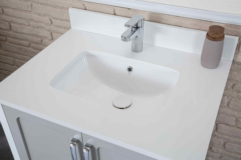 Florin Collection 30" Bathroom Vanity With Sink, Mirror, Countertop, Gray