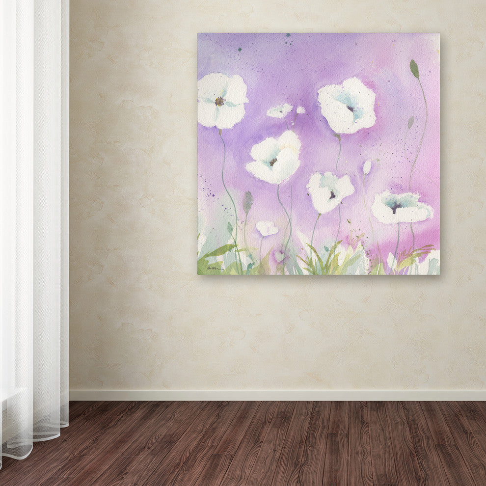 Sheila Golden ''White Poppies, Violet Sky'' Canvas Art, 18x18
