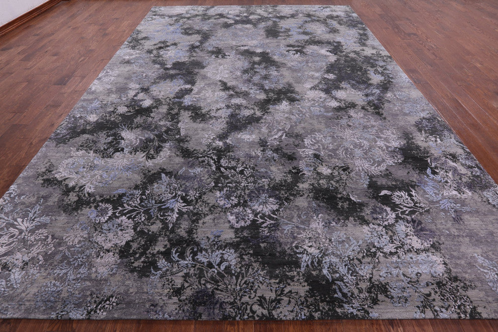 Modern Handmade Wool and Silk Rug 9' 11" X 14' 3" Q7077