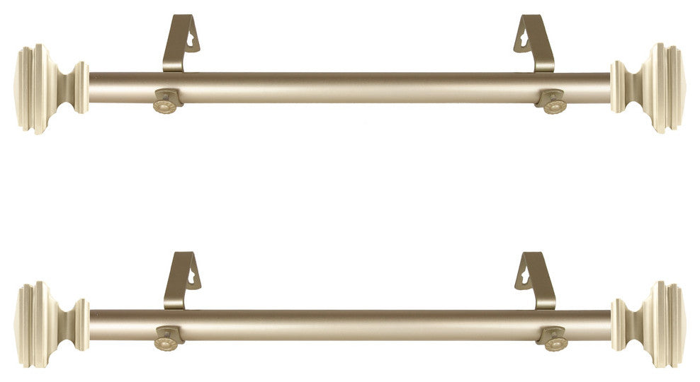 Wilson 1" Diameter Side Curtain Rod 12-20" Long, Set of 2, Light Gold