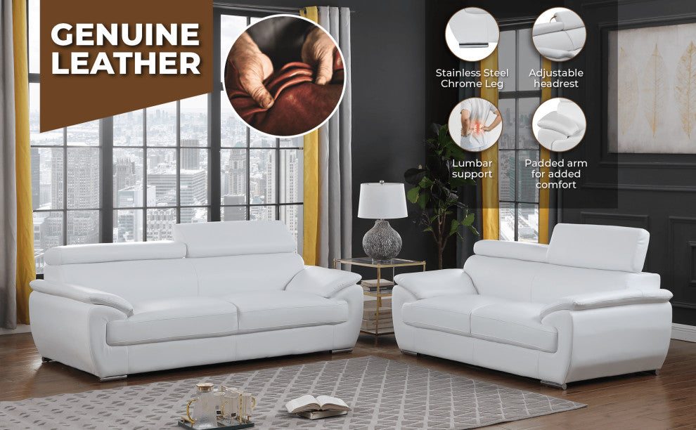 Nestore Premium Genuine Leather Match Sofa Gray