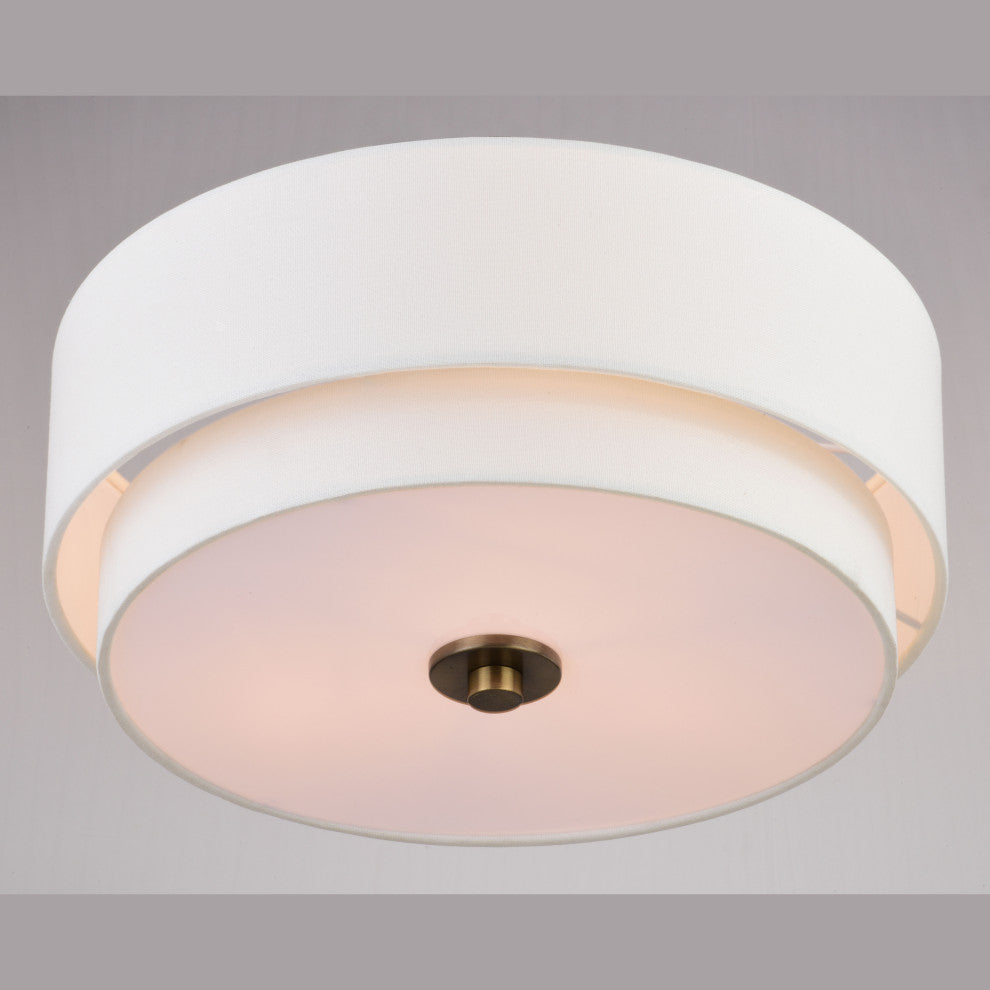 Burnaby Mid-Century Drum Semi Flush Ceiling Light, Matte Brass, 16"Wx9"Hx16"D