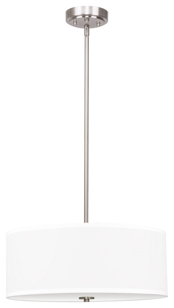 Kira Home Nolan 18" Drum Pendant Chandelier, White Fabric Shade, Round Glass