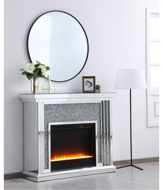 47.5" Crystal Mirrored Mantle With Crystal Insert Fireplace