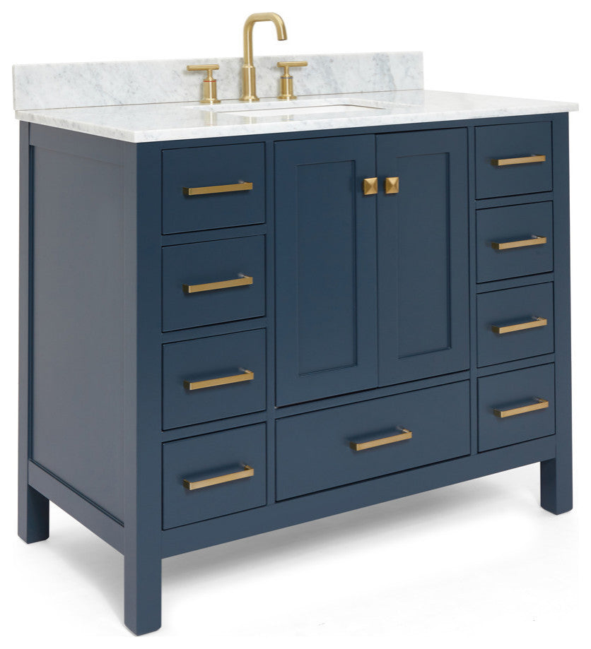 ARIEL Cambridge 43" Rectangle Sink Bath Vanity Carrara Marble
